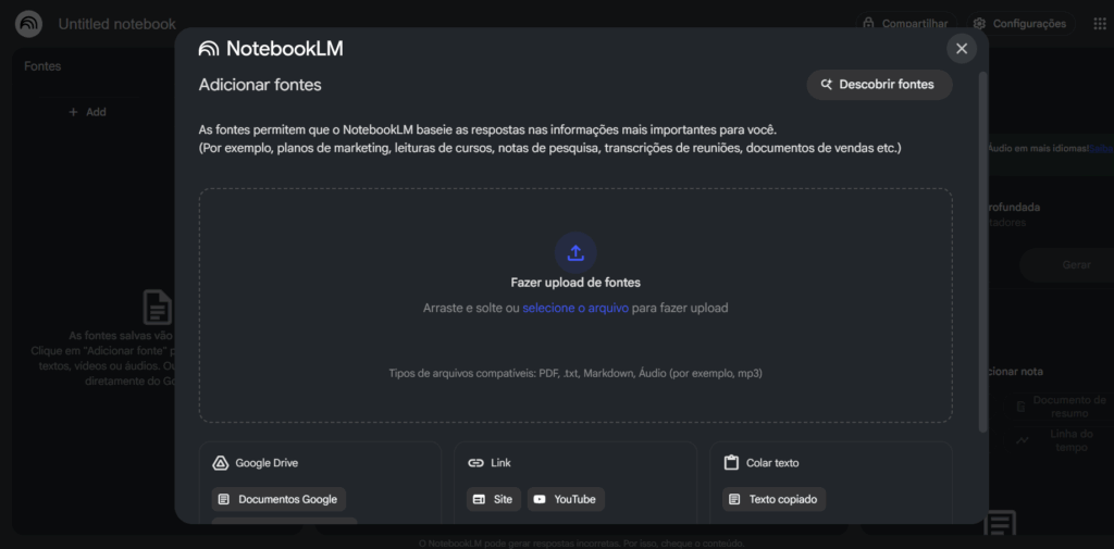 Criando um novo notebook