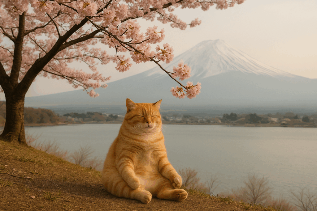 Gatinho no monte fuji